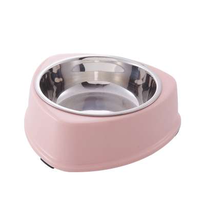 Wholesale corrosion resistance 15 degree tilted health stainless steel pet dog food bowl